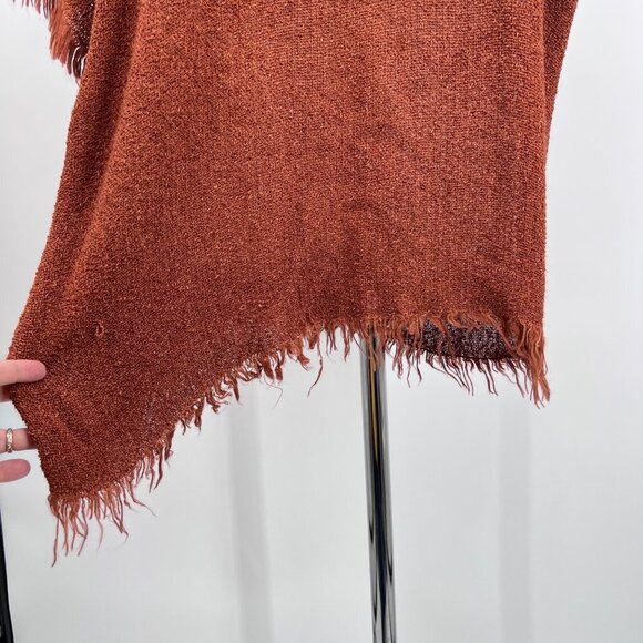 Novenka Moroccan Woven Fringe Tunic Top Eggplant Purple Rayon Cotton Linen - Picture 7 of 10